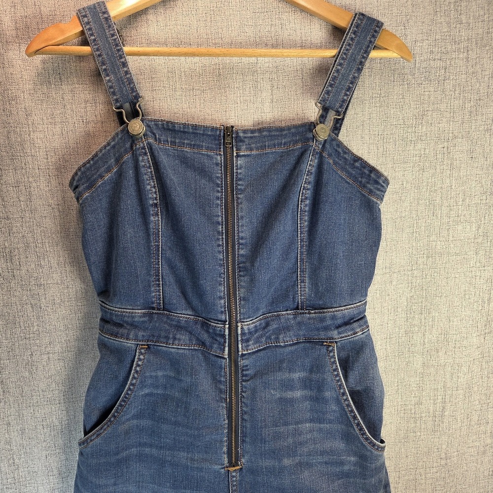 Hollister Women's Y2K Denim Front Zip Overall Retro Jumpsuit Small 90s Wide Leg